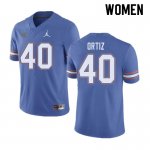 Women's Florida Gators #40 Marco Ortiz NCAA Jordan Brand Blue Authentic Stitched College Football Jersey IOX2162SR